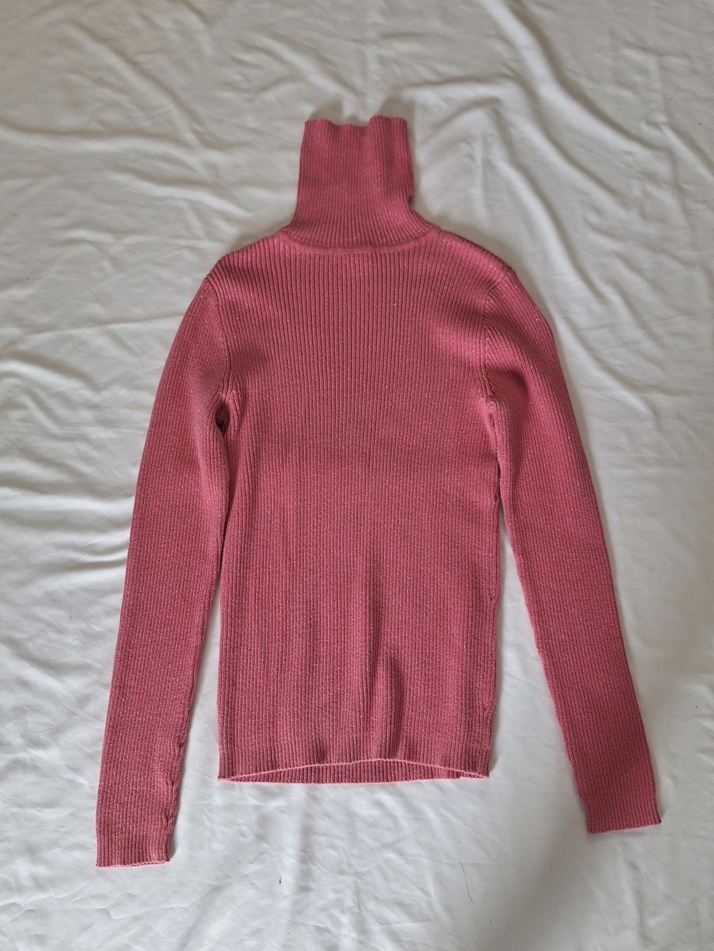 Y2K Gap Pink Womens Glitter Sparkle Long Sleeve Ribbed Turtleneck S